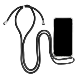 Mobilskal med Halsrem för Samsung Galaxy A50 TPU Klar Stötsäker Mörkgrå