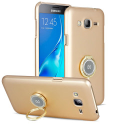Mobiltelefonväska med kickstand i för Samsung Galaxy J3 (2016) R Guld