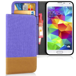 Mobil Skal Plånbok för Samsung Galaxy S5 Magnet TPU Mobilskal Mo Lila