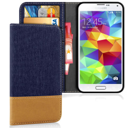 Samsung Galaxy S5 Mini Mobil Konstläder Full Cover Skal Denim Sk Mörkblå
