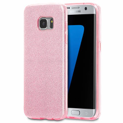 3 I 1 Skal för Samsung Galaxy S7 Edge Glitter Gummi Strass bling Rosa