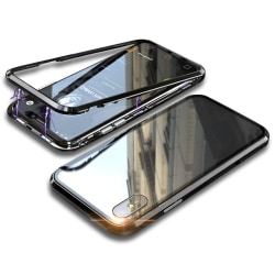 Metall och Glas Skydd för iPhone XS Max Hård-Plast Armor Skal Al Svart