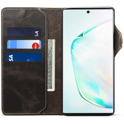 Mobilplånbok 3-kort äkta läder Samsung Galaxy Note 10 Plus (S Svart