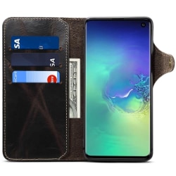 Mobilplånbok 3-kort äkta läder Samsung Galaxy S10 (SM-G973F) Svart