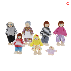 Dockhus familj dockor små trä leksak set figurer klädd cha C
