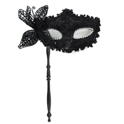 Halloween Party Mask Med Hållande Stick Maskerad Mask Black