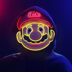 Halloween Led Mask, Light Up Super Mario Theme Mask Cosplay Performance Dräkt Tillbehör Tecknat spel Anime Festival Festrekvisita
