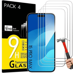 Pack-4 härdat glas för iPhone 15 Pro Max Skärmskydd 9H Stötsäker