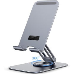 Tablettställ, justerbar vridbar bordshållare med 360 graders roterande bas, hopfällbar vagga, Galaxy Tab A8/A7 Lite/A7/S8/S7, flik/telefoner (4-13"), Grå
