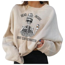 Halloween sweatshirts för kvinnor Halloween långärmad tröja Vintertröja Skjortor Pumpa Skull Print Toppar Blusar XXXL