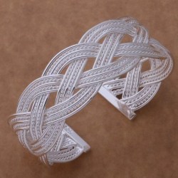 Stelt Silver Armband - Stor Bangle med Flätad Design Silver
