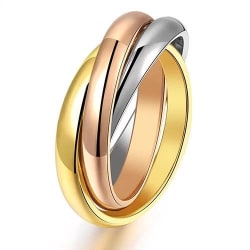 3i1 Ring i 3 Färger: Rosé Guld Silver - Rostfritt Stål - Stl 16 Guld
