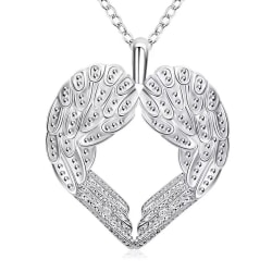 Silver Halsband - Änglavingar som bildar ett Hjärta Silver