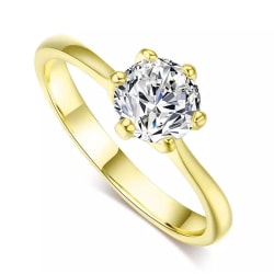 Guld Ring med Vit CZ Kristall - 18K Guldpläterad - Stl 18,2 Guld