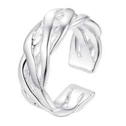Silver Ring / Silverring med Flätad Design - Justerbar Silver one size