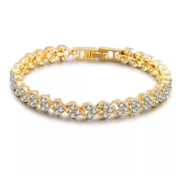 Glittrigt Strass Guld Armband med Vita CZ Kristaller i Hjärtan Guld