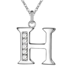 Silver Bokstavshalsband & CZ Kristall - Halsband med Bokstaven H Silver