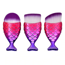 3x Sminkborstar, Mermaid - Lila, rosa Lila