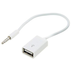 3.5mm Aux Hane till USB Hona Adapterkabel Vit