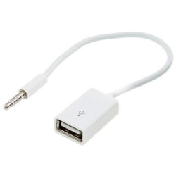 3.5mm Aux uros USB-naaraaseen adapterikaapeli White