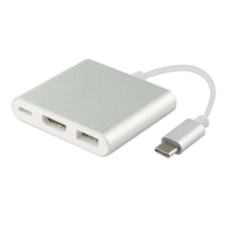 USB-sovitin C-tyyppi HDMI / USB 3.1 - Hopea Silver