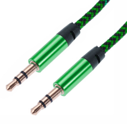 1m Vävd 3.5mm Aux Kabel - Grön Grön