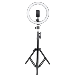 Selfie-lampa / Ring light (26 cm) och stativ Svart