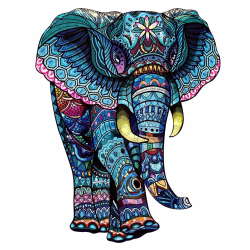Träpussel, 136 bitar - Elefant multifärg