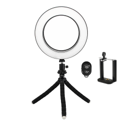 Selfie-lampa/Ring light (16 cm) med formbart stativ multifärg