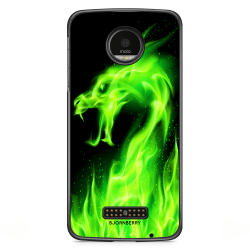 Bjornberry Skal Motorola Moto Z - Grön Flames Dragon