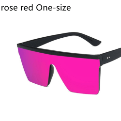 Ny stil dam solglasögon fyrkantiga överdimensionerade lyx rose red