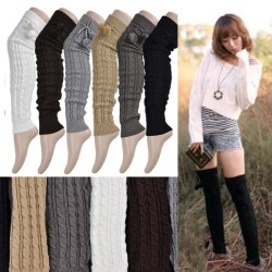 New warm leg warmers Women knitted thick long over Black