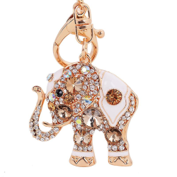 Elefant nyckelringar, kristall nyckelring, strass Lucky Elephants nyckelringar, dam handväska Charm, Kristall nyckelring dam väska hänge (1st, champagne färg