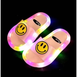 Söta, ljusavgivande tofflor för barn Pink Smiley 30-31(Insole 17.5CM)