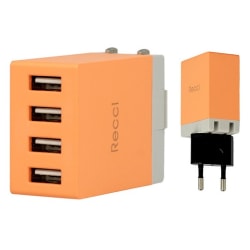 Väggladdare 4 USB-Portar AC 100-240 Volt med USA och EU Adapter