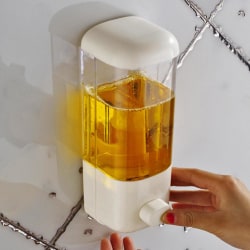500 ml badrumsväggmonterad dispenser för flytande tvål white doublue head