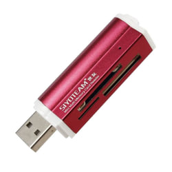 Allt-i-ett USB-minneskortsläsare - Smidig och kompatibel Röd