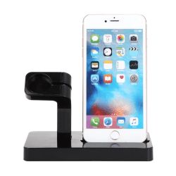 USB -laddningsstation kompatibel med Apple Watch och iPhone - sv Svart