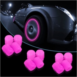 Däckventilspindelkapslar för bil, 12 st Noctilucous cover, cap, biltillbehör, rosa pink