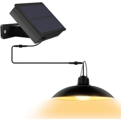 Solcellslampor utomhus inomhus, fjärrkontroll Soldrivna taklampor IP65 vattentät (svart)