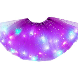 Tutu-kjol för flickor med LED-lampor Barnkjol Klassisk Tutu-kjol i tyll (lila) Purple