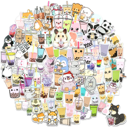 Paket med 100 Boba Stickers, Cute Bubble Tea Stickers, Vinyl Boba Tea Stickers, Milk Stickers