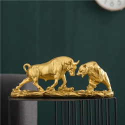Bull and Bear Sculptures Ornaments-Unik inredning för hem, guld