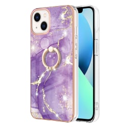 TPU Cover iPhone 15 Ring Holder Lilla Marmor