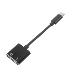 2 i 1 adapter USB-C till 3.5mm Svart