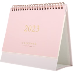 1 skrivbordskalender, juli-december 2023, 21 X 19 cm (rosa)