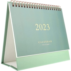 1 skrivbordskalender, juli-december 2023, 21 X 19 cm (grön)