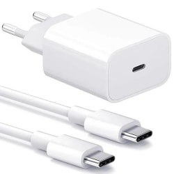 20W Laddare för iPhone 15 + 2M kabel USB-C till USB-C White M