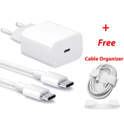 20W Laddare för iPhone 15 + 1M kabel USB-C till USB-C White M