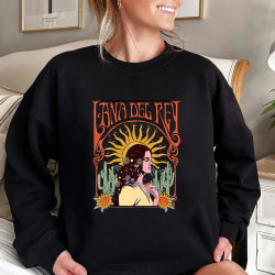 90-tals retro sweatshirt Streetwear Lana Del Rey Vintage Estetisk hoodie Music Tour Shirt Dam Höst Vinter Trendiga toppar Black S